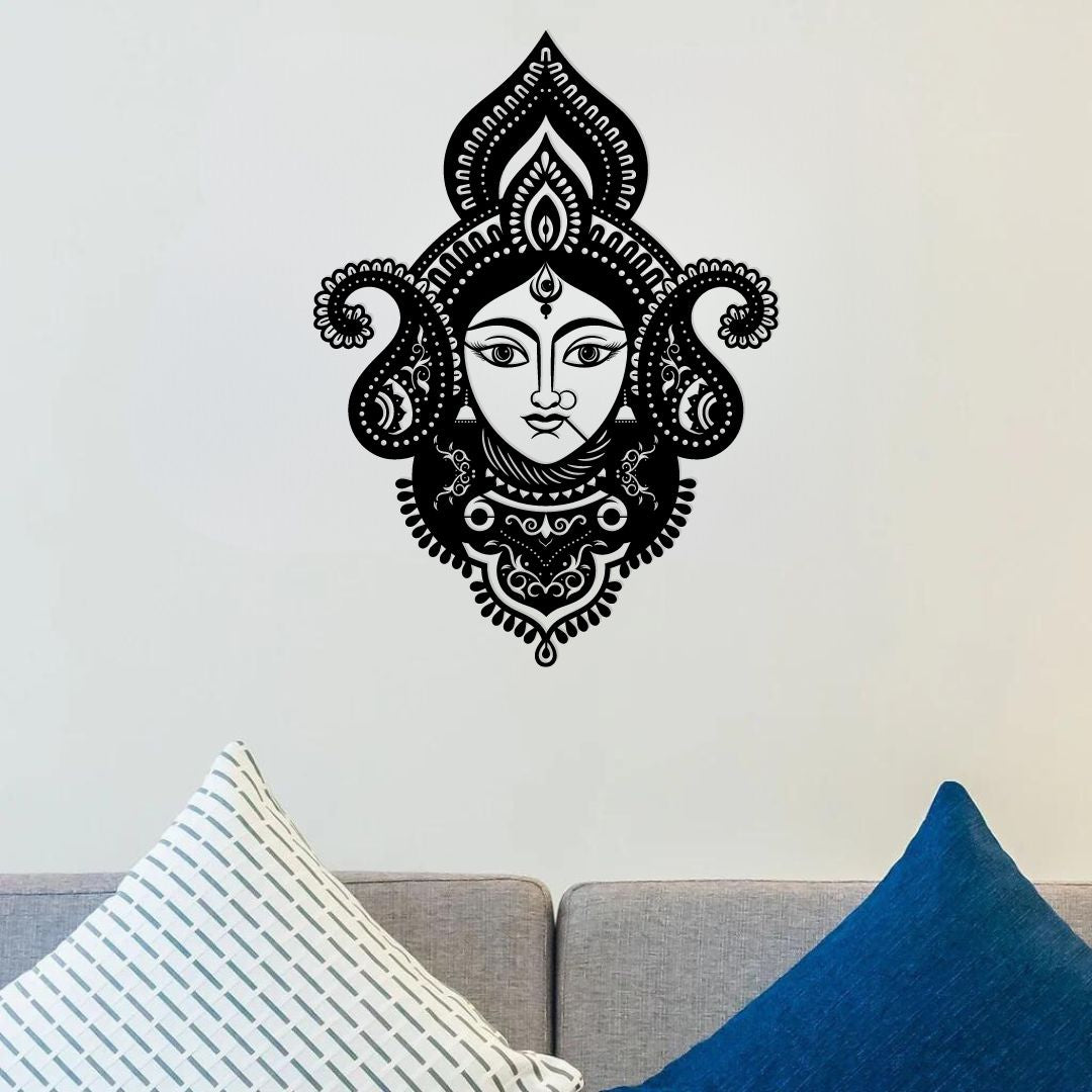 Artrooms Durga Metal Wall Art - Wall Decoration | Wall Hanging (18x24 inch) | Black Matte Finish
