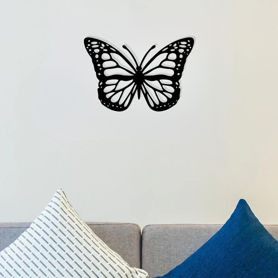Artrooms Butterfly Metal Wall Art - Wall Decoration | Wall Hanging (25x18 inch) | Black Matte Finish