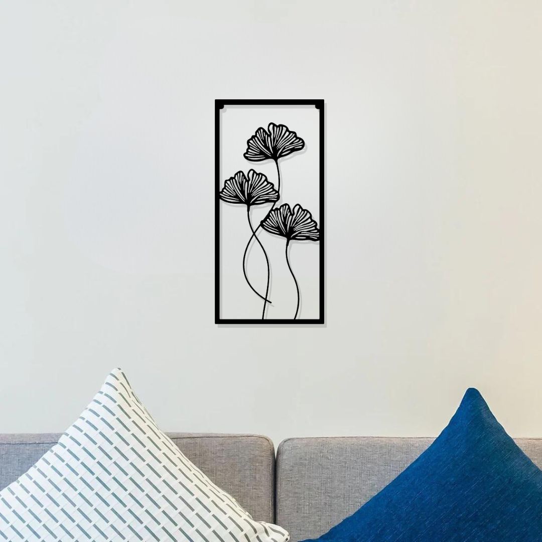 Artrooms Crop Center Metal Wall Art - Wall Decoration | Wall Hanging (12x25 inch) | Black Matte Finish