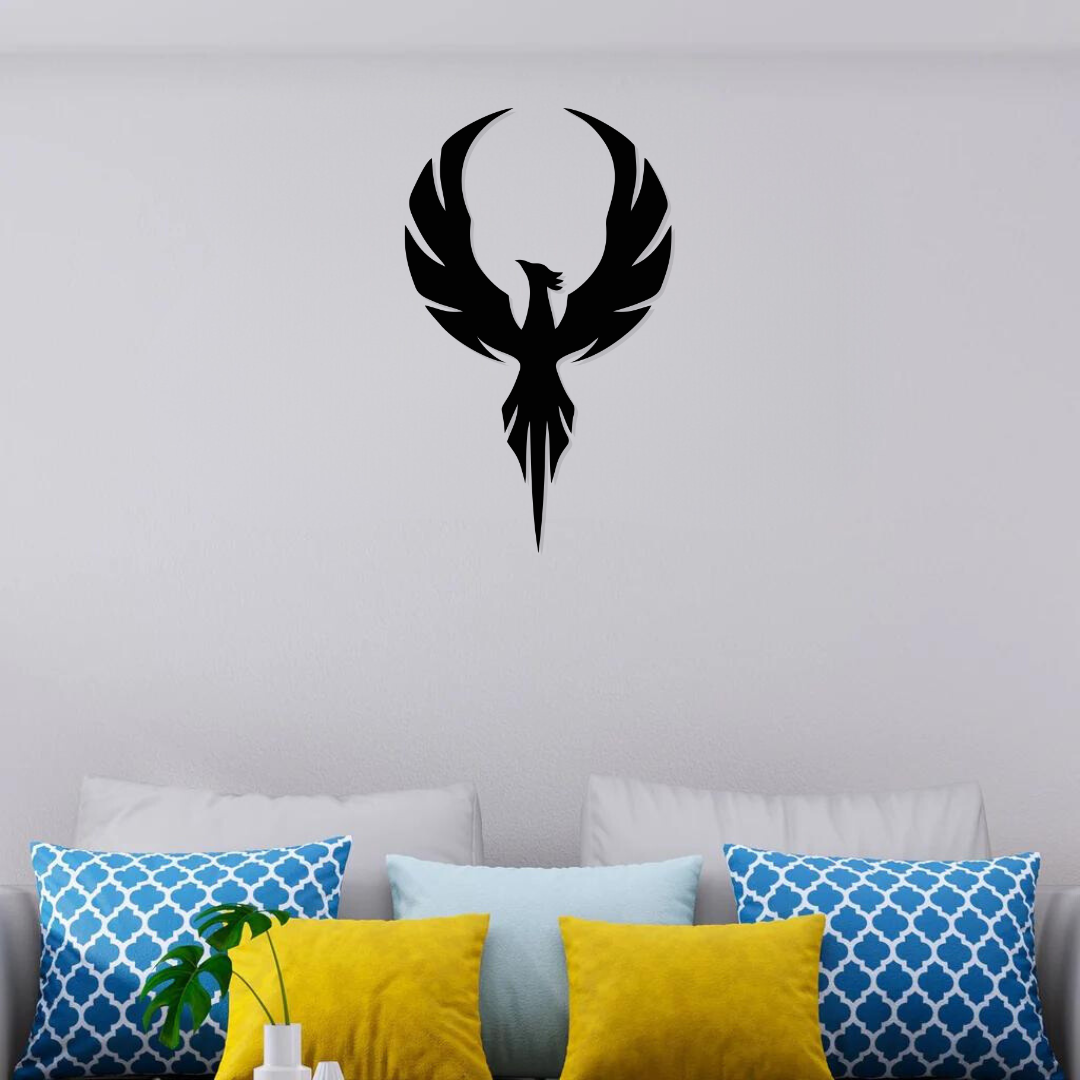 Phoenix Bird Metal Wall Art – 15x24 inch | Inspirational Wall Hanging for Home & Office Décor