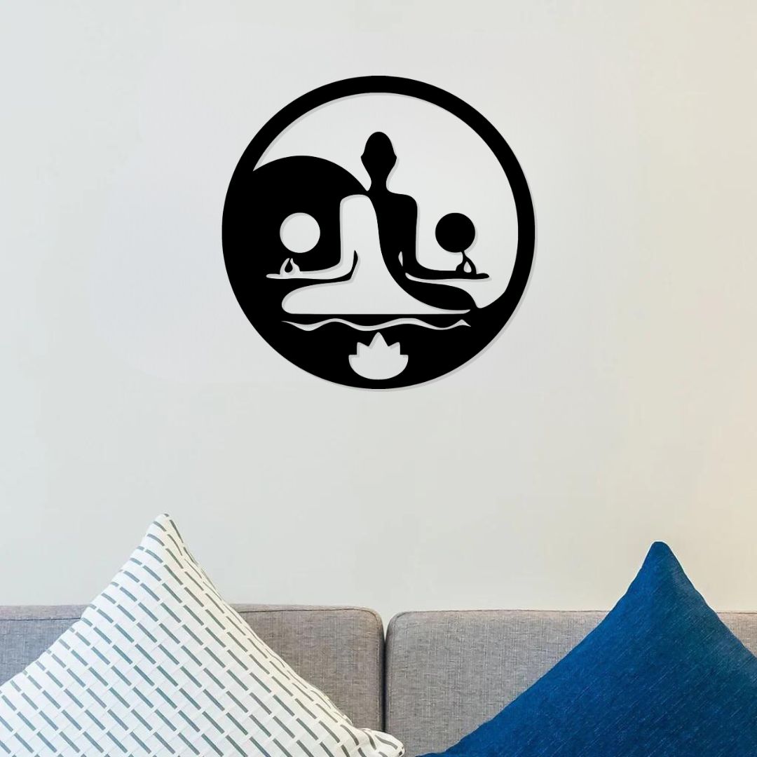 modern buddha circle wall decoration black matte