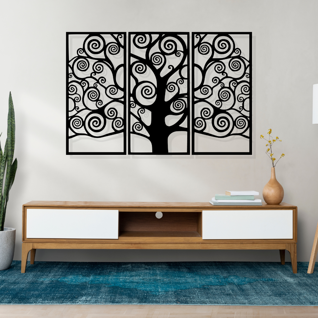 Artrooms Tree of Life Metal Metal Wall Art - Wall Decoration | Wall Hanging (36x25 inch) | Black Matte Finish