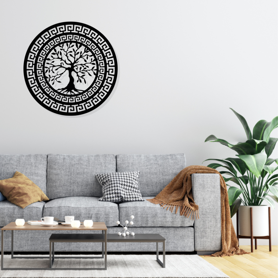 Artrooms Tree Metal Wall Art - Wall Decoration | Wall Hanging (25x25 inch) | Black Matte Finish