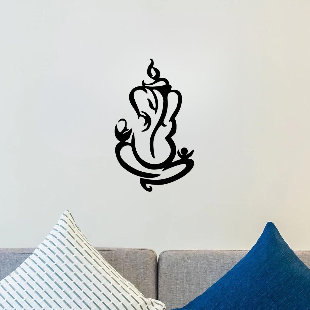 Artrooms Shree Ganesha Metal Wall Art - Wall Decoration | Wall Hanging (15x25 inch) | Black Matte Finish