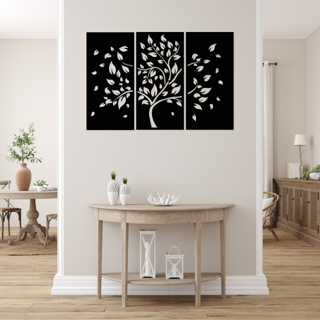 Artrooms Tree Metal Wall Art - Wall Decoration | Wall Hanging (36x25 inch) | Black Matte Finish