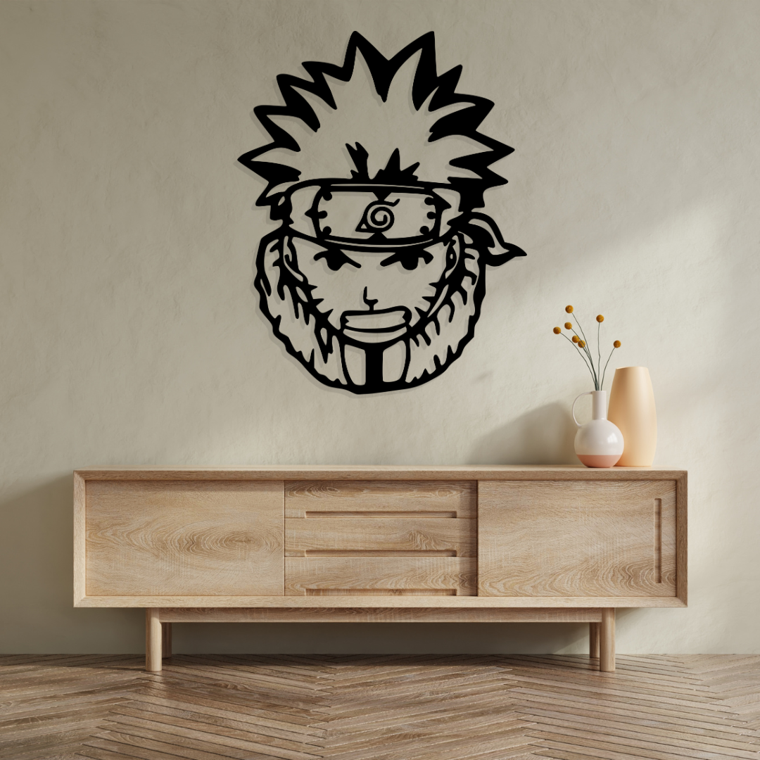 Artrooms Naruto Metal Wall Art - Wall Decoration|Wall Hanging (20x25 inch)|Black Matte Finish