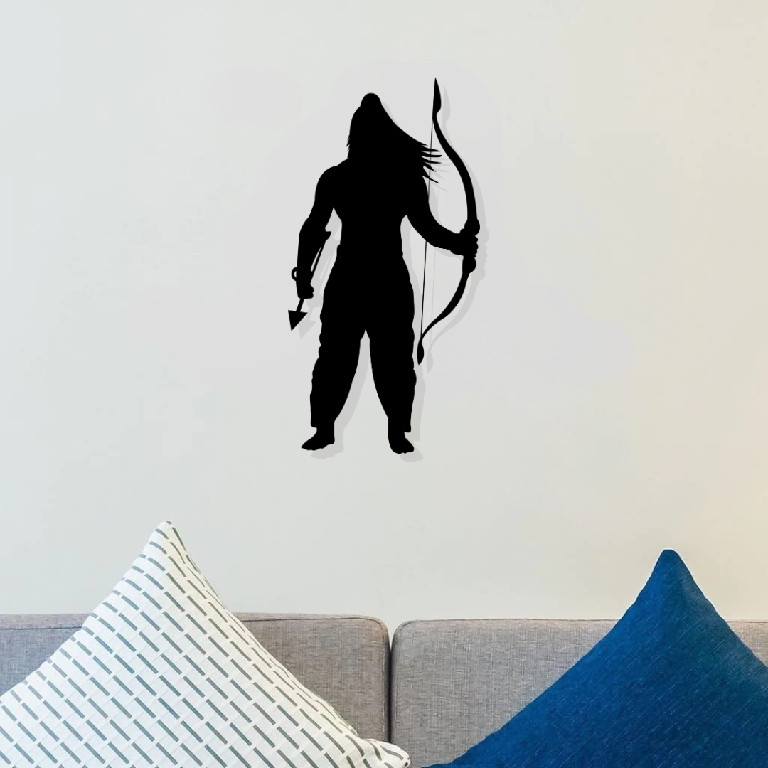 Artrooms Lord Ram Metal Metal Wall Art - Wall Decoration | Wall Hanging (13x25 inch) | Black Matte Finish