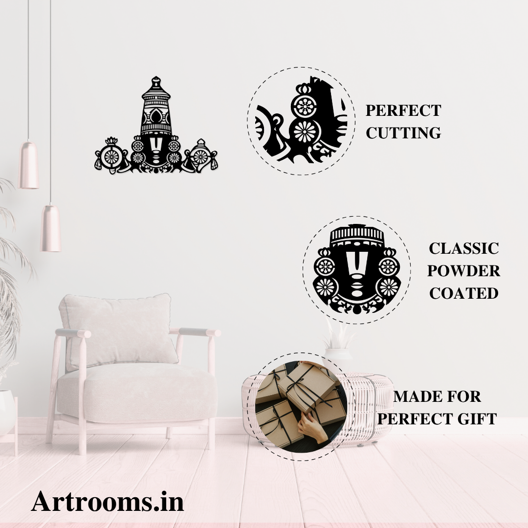 Artrooms Tirupati Balaji Metal Wall Art 24x19 inch | Lord Venkateswara Hanging for Temple Decor
