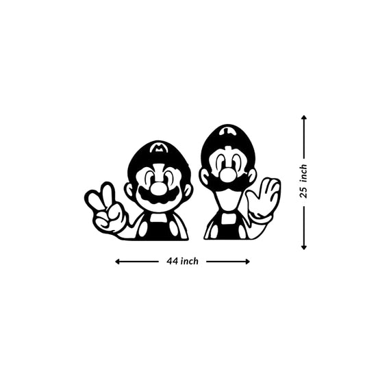Artrooms Mario & Luigi Metal Wall Art - Wall Decoration | Wall Hanging (44x25 inch) | Black Matte Finish