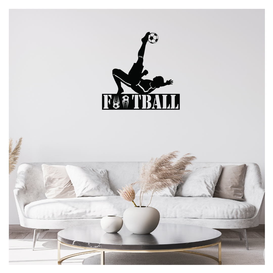 Artrooms Football Metal Wall Art - Wall Decoration | Wall Hanging (25x25 inch) | Black Matte Finish