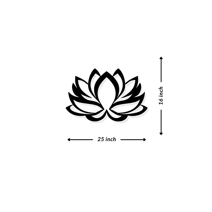 Artrooms Lotus Design Metal Wall Art - Wall Decoration | Wall Hanging (16x25 inch) | Black Matte Finish
