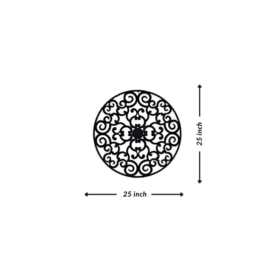 Artrooms Circle Pattern Metal Wall Art - Wall Decoration | Wall Hanging (25x25 inch) | Black Matte Finish