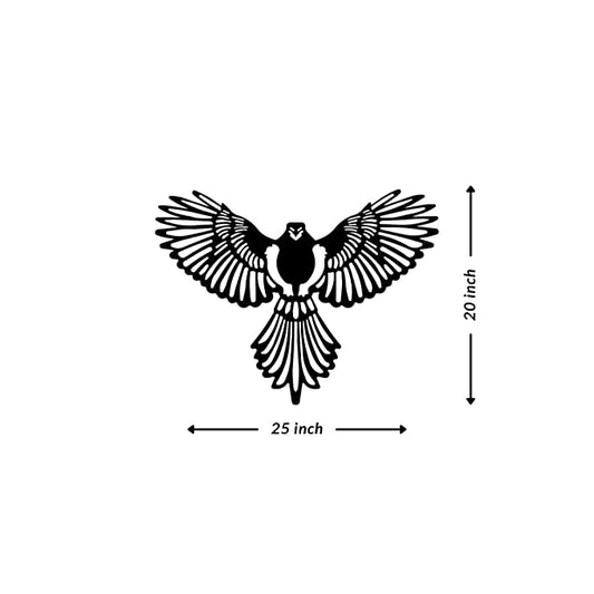 Artrooms Eagle Wings Metal Wall Art - Wall Decoration | Wall Hanging (25x20 inch) | Black Matte Finish