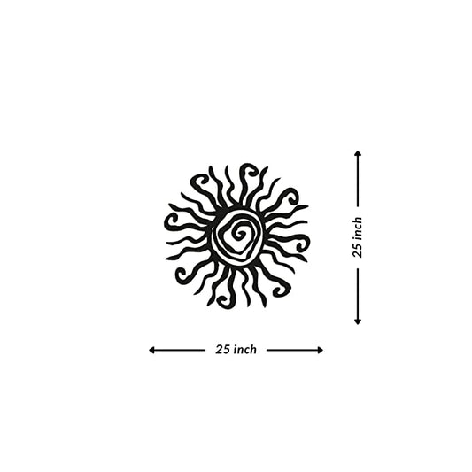 Artrooms Sun Metal Wall Art - Wall Decoration | Wall Hanging (24x24 inch) | Black Matte Finish