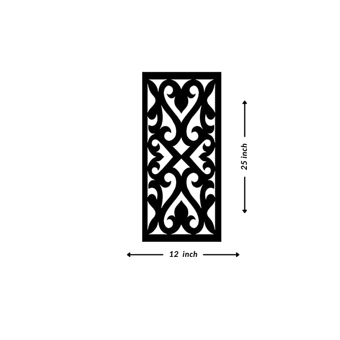Artrooms Jaali Metal Wall Art - Wall Decoration | Wall Hanging (12x25 inch) | Black Matte Finish