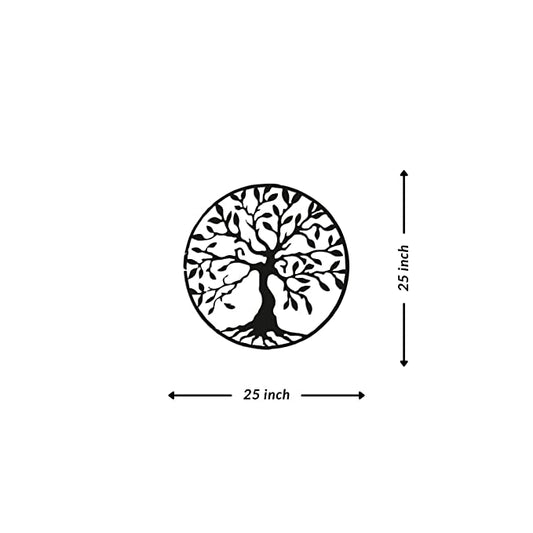 Artrooms Tree of Life Metal Wall Art - Wall Decoration | Wall Hanging (25x25 inch) | Black Matte Finish