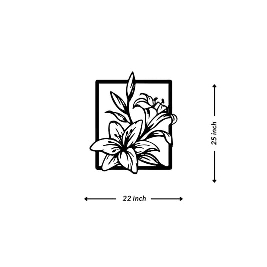 Artrooms Flower Petals Metal Wall Art - Wall Decoration | Wall Hanging (22x25 inch) | Black Matte Finish