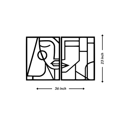 Artrooms Abstract Women Face Metal Wall Art - Wall Decoration | Wall Hanging (36x23 inch) | Black Matte Finish