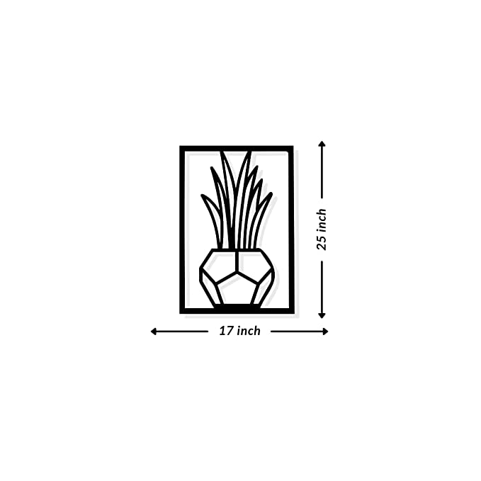 Artrooms Plant Metal Wall Art - Wall Decoration | Wall Hanging (17x25 inch) | Black Matte Finish