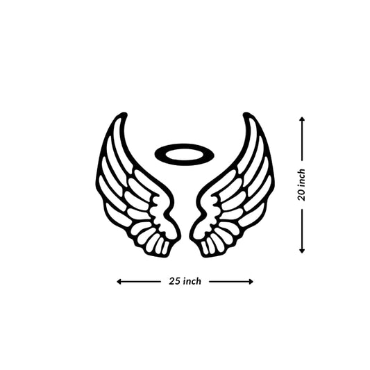 Artrooms Angel Wings Metal Wall Art - Wall Decoration | Wall Hanging (25x20 inch) | Black Matte Finish