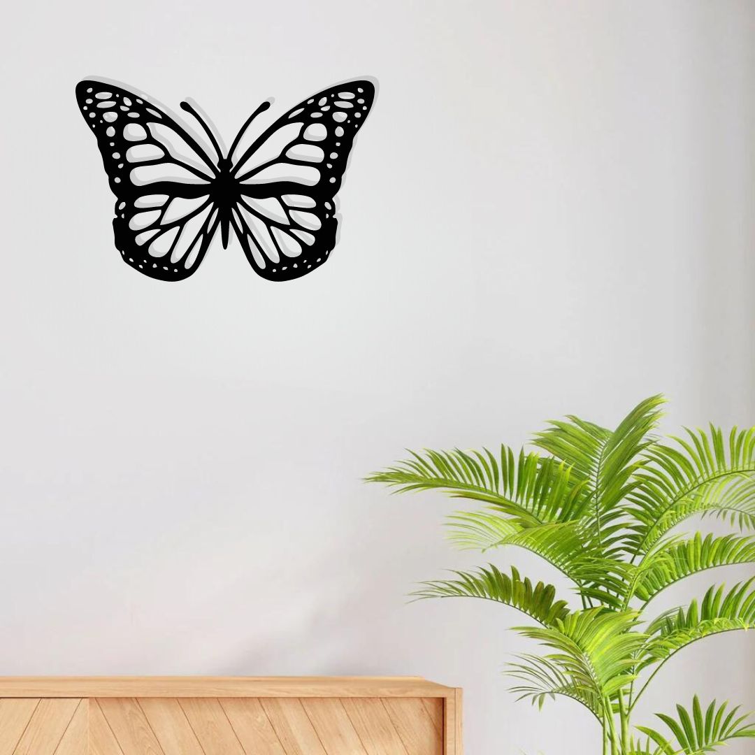 Artrooms Butterfly Metal Wall Art - Wall Decoration | Wall Hanging (25x18 inch) | Black Matte Finish