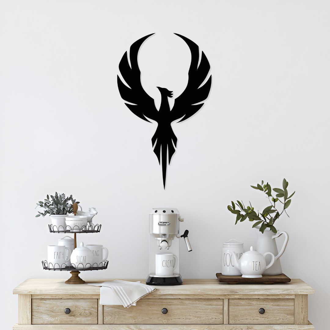 Phoenix Bird Metal Wall Art – 15x24 inch | Inspirational Wall Hanging for Home & Office Décor