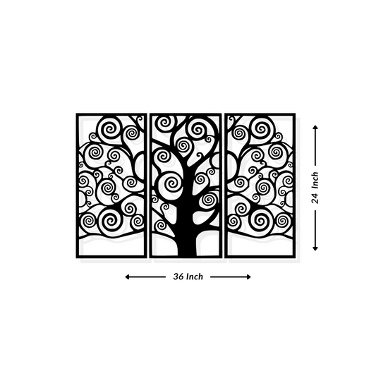 Artrooms Tree of Life Metal Metal Wall Art - Wall Decoration | Wall Hanging (36x25 inch) | Black Matte Finish