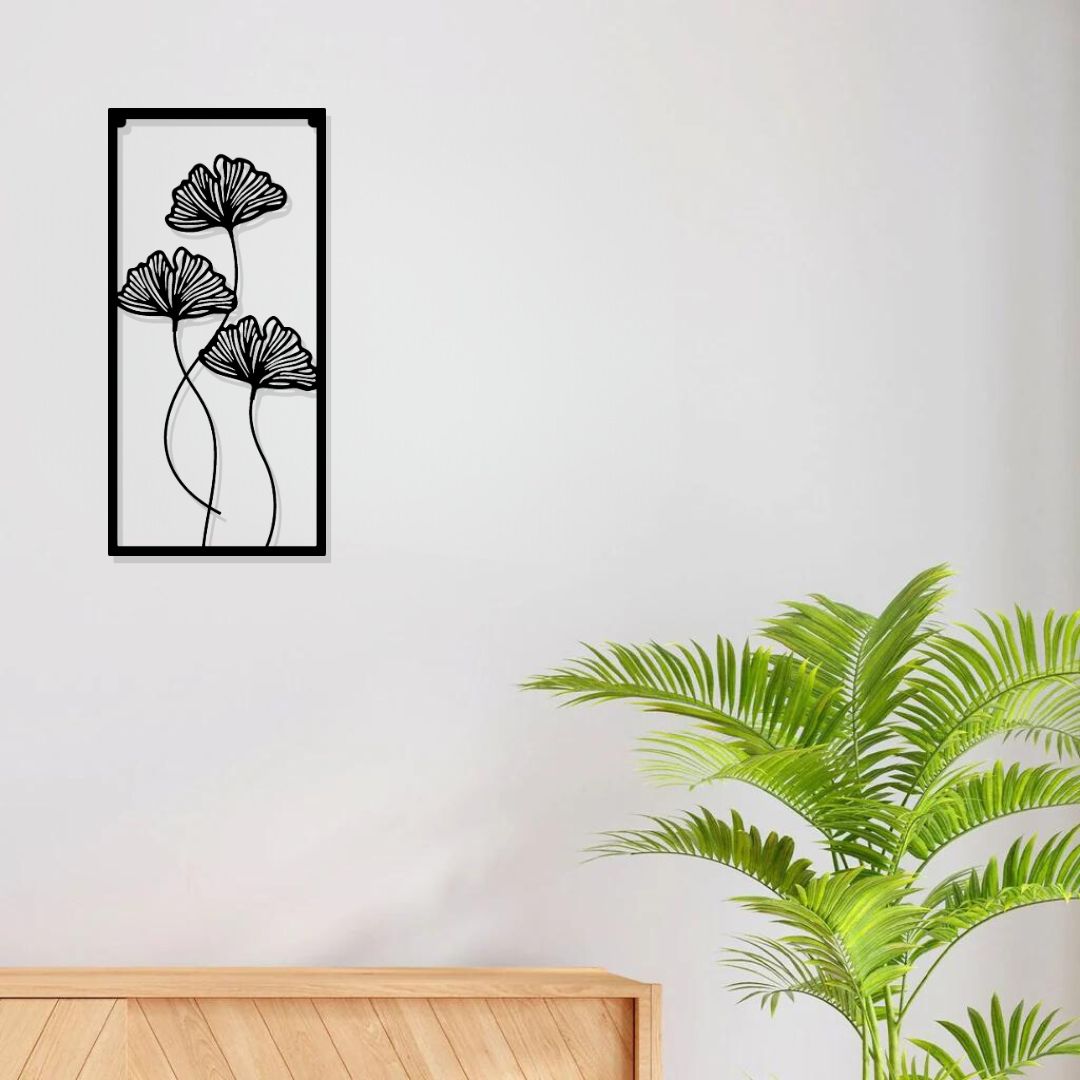 Artrooms Crop Center Metal Wall Art - Wall Decoration | Wall Hanging (12x25 inch) | Black Matte Finish