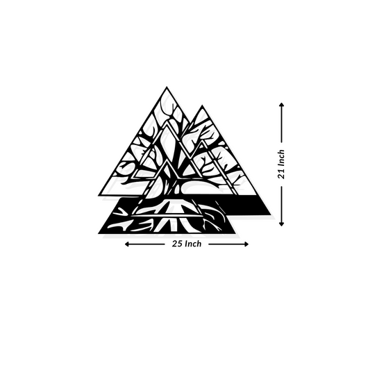 Artrooms Valknut symbol and tree of life Metal Wall Art - Wall Decoration | Wall Hanging (25x21 inch) | Black Matte Finish