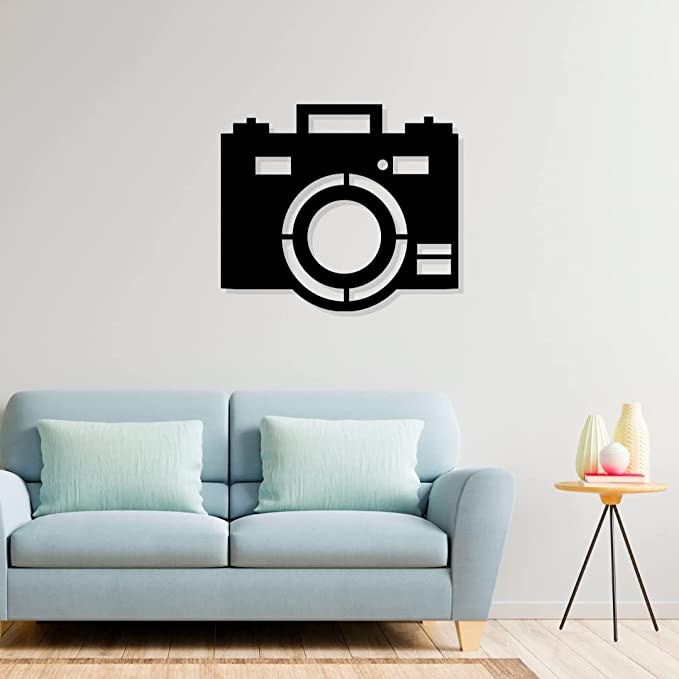 Artrooms Camera Metal Wall Art - Wall Decoration | Wall Hanging (22x25 inch) | Black Matte Finish