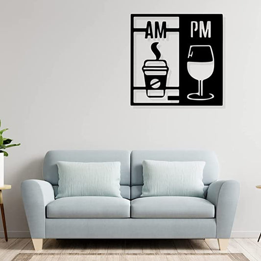 Artrooms AM PM Metal Wall Art - Wall Decoration | Wall Hanging | Black Matte Finish