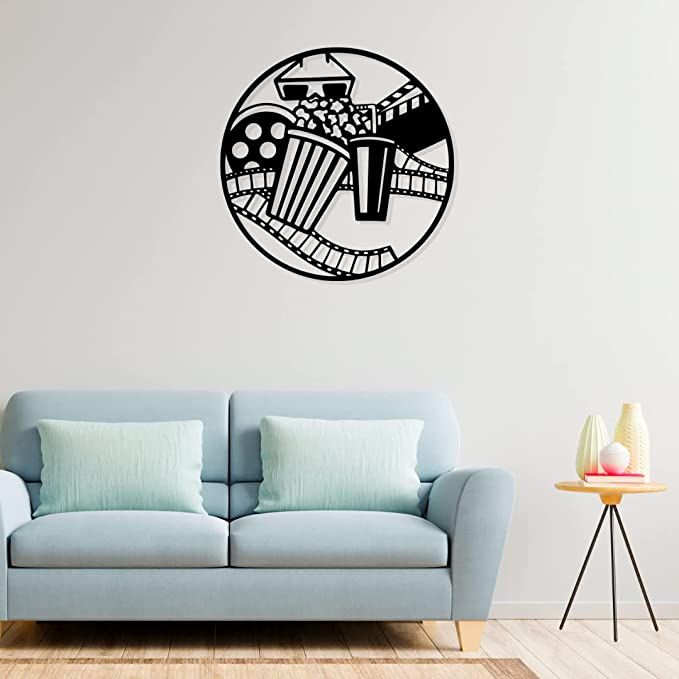 Artrooms Cinema Metal Wall Art - Wall Decoration | Wall Hanging (25x25 inch) | Black Matte Finish