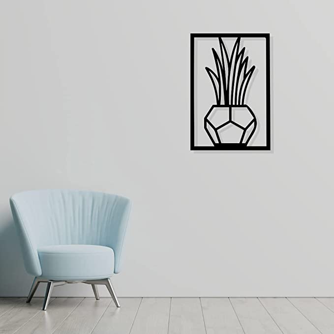 Artrooms Plant Metal Wall Art - Wall Decoration | Wall Hanging (17x25 inch) | Black Matte Finish
