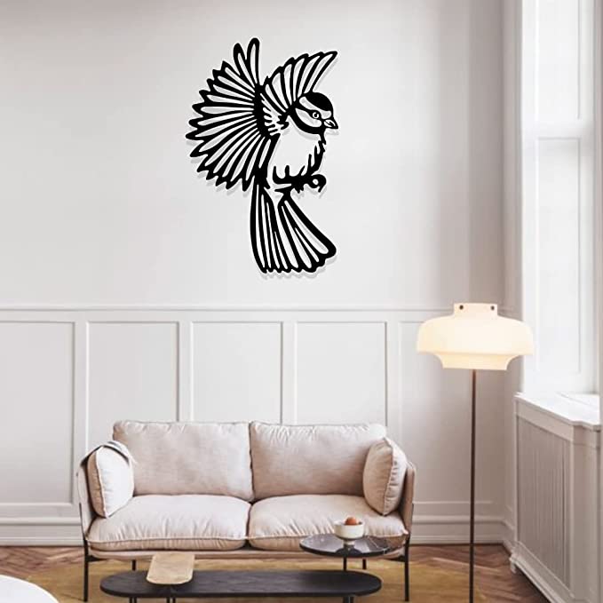 Artrooms Sparrow Bird Metal Wall Art - Wall Decoration | Wall Hanging (16x25 inch) | Black Matte Finish