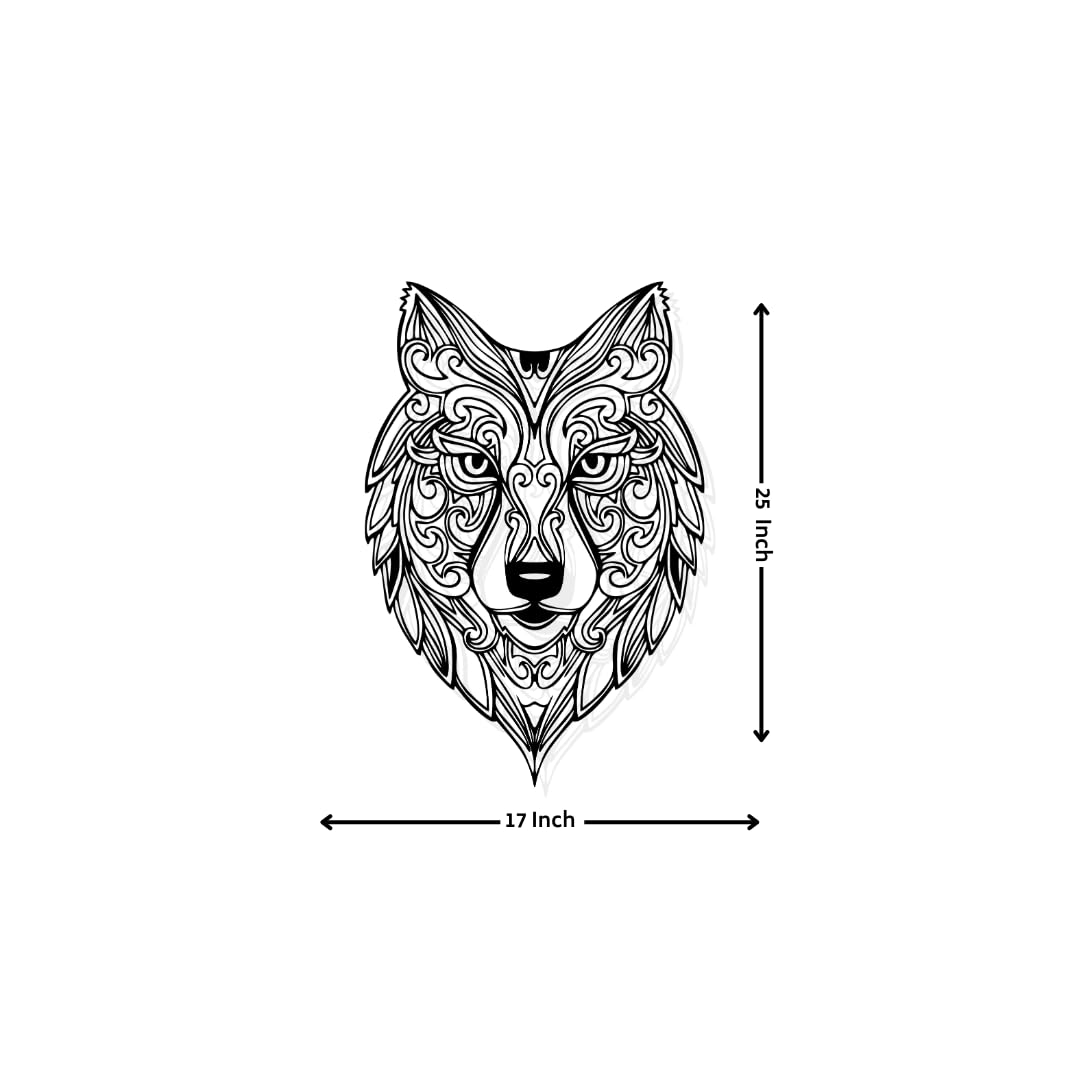 Artrooms Wolf Metal Wall Art - Wall Decoration|Wall Hanging (17x25 inch)|Black Matte Finish