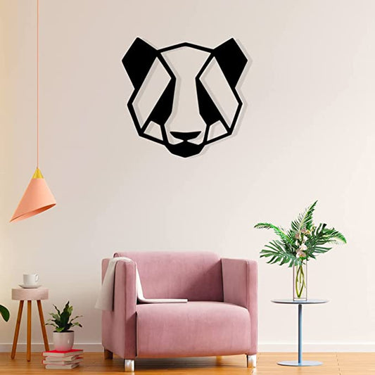 Artrooms Panda Face Metal Wall Art - Wall Decoration | Wall Hanging (24x24 inch) | Black Matte Finish