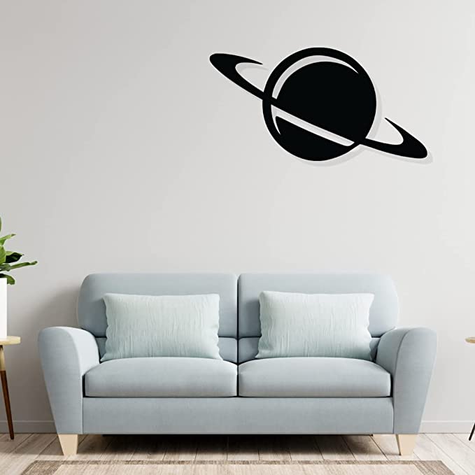 Artrooms Saturn Metal Wall Art - Wall Decoration | Wall Hanging (25x13 inch) | Black Matte Finish