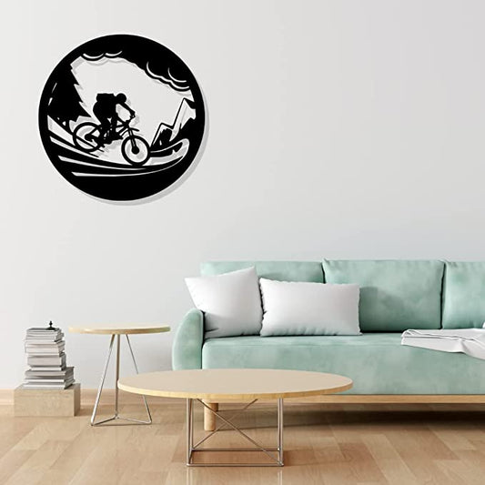 Artrooms Cycling Metal Wall Art - Wall Decoration | Wall Hanging | Black Matte Finish