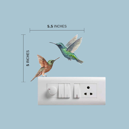 Hummingbird Wall Sticker size 5.5x5 in – removable pair of bird vinyl wall decals