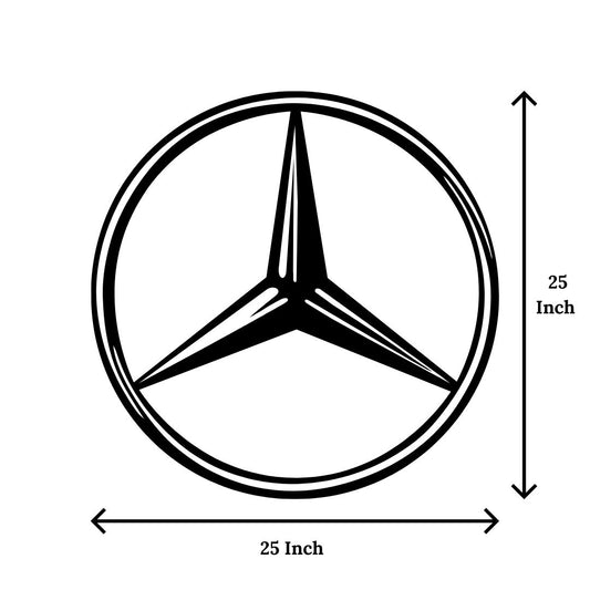 Artrooms Mercedes Logo Metal Wall Art - Wall Decoration | Wall Hanging (25x25 inch) | Black Matte Finish