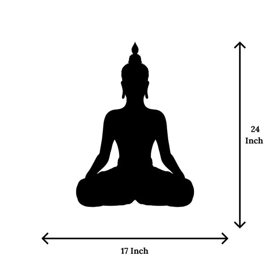 Buddha Metal Wall Art - Wall Decoration | Wall Hanging (17x24 inch) | Black Matte Finish