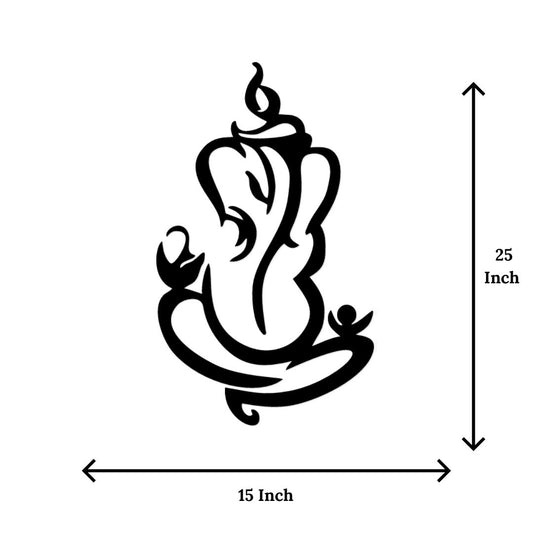 Artrooms Shree Ganesha Metal Wall Art - Wall Decoration | Wall Hanging (15x25 inch) | Black Matte Finish