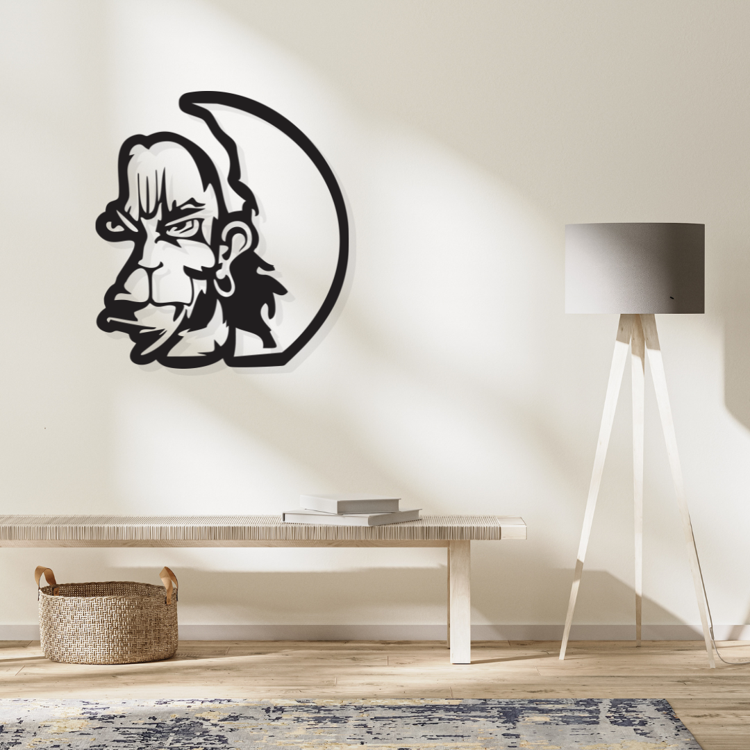 Artrooms hanuman Metal Wall Art - Wall Decoration | Wall Hanging (22x25 inch) | Black Matte Finish