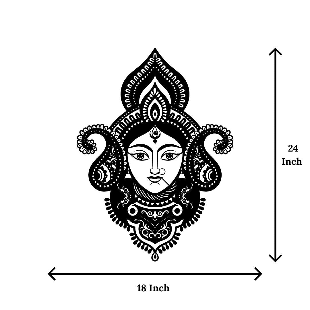 Artrooms Durga Metal Wall Art - Wall Decoration | Wall Hanging (18x24 inch) | Black Matte Finish