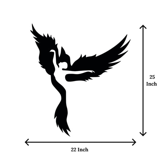Artrooms Pheonix Bird Metal Wall Art - Wall Decoration | Wall Hanging (22x25 inch) | Black Matte Finish