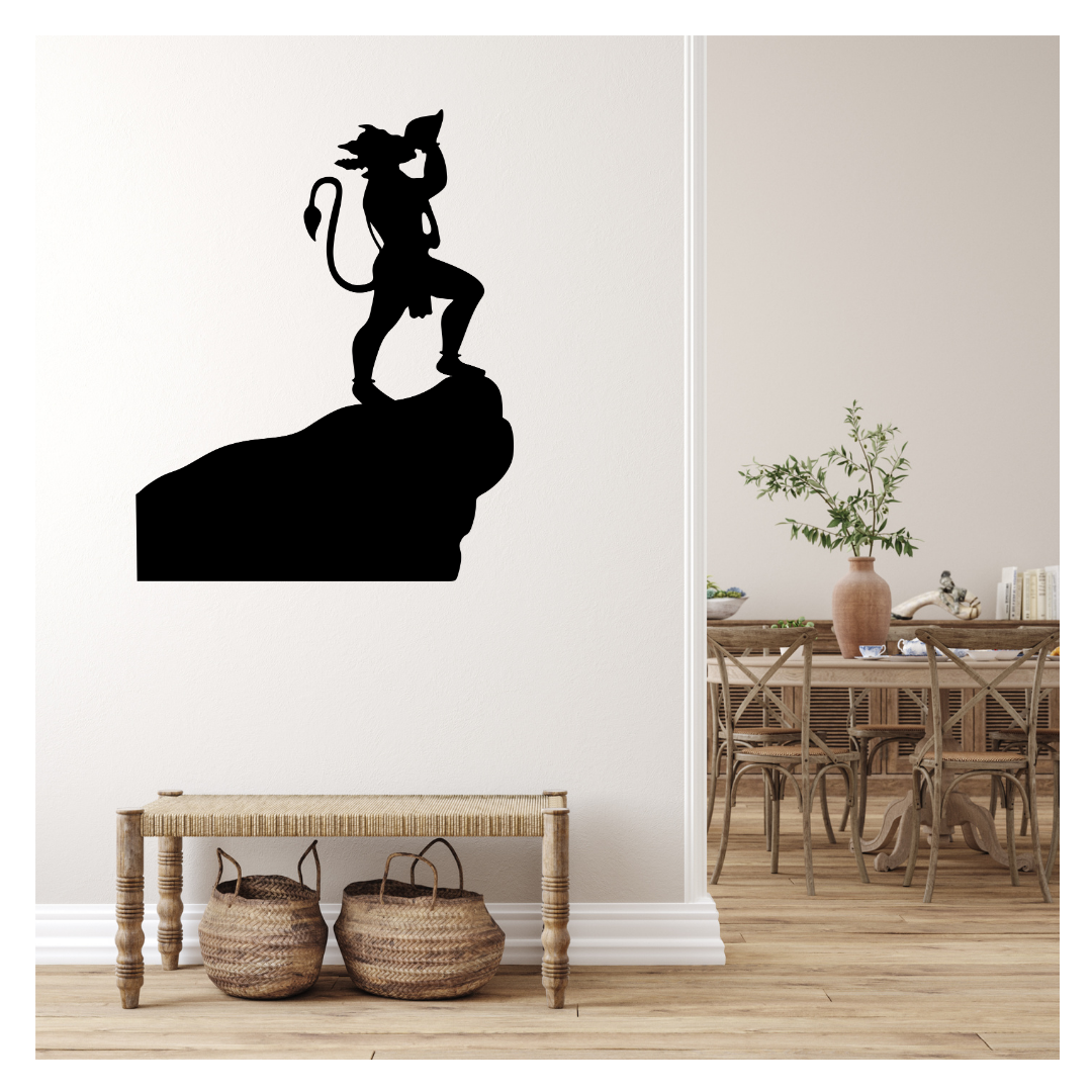 Artrooms Lord Hanuman Metal Wall Art - Wall Decoration | Wall Hanging (20x25 inch) | Black Matte Finish