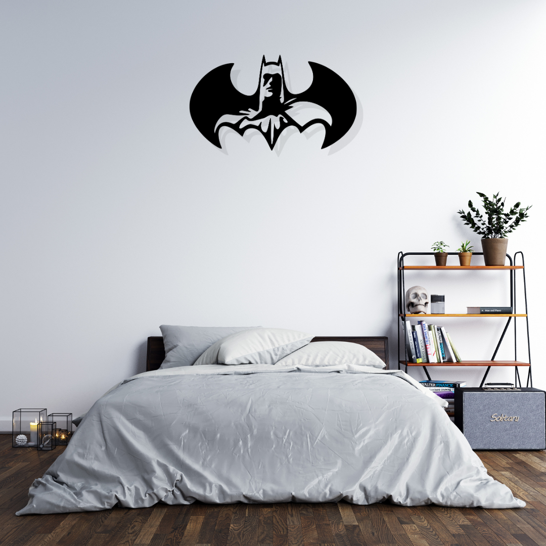 Artrooms Batman Metal Wall Art - Wall Decoration | Wall Hanging (25x14 inch) | Black Matte Finish