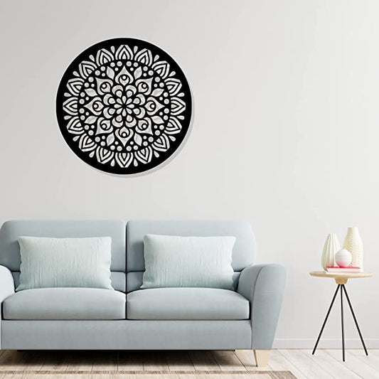 Artrooms Mandala Guitar Metal Wall Art - Wall Decoration | Wall Hanging (24x24 inch) | Black Matte Finish