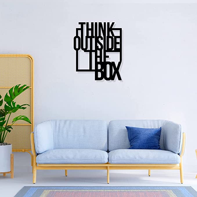 Artrooms Think Outside of the Box Metal Wall Art - Wall Decoration | Wall Hanging (21x25 inch) | Black Matte Finish