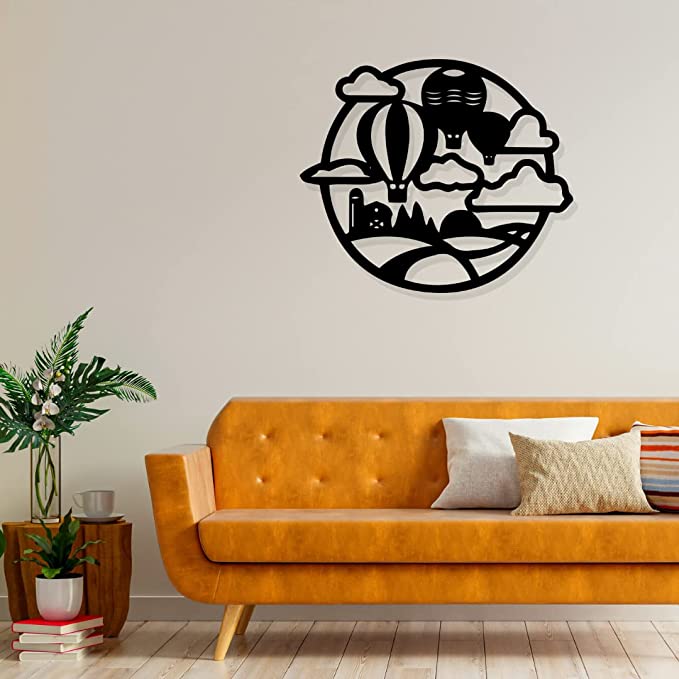 Artrooms Balloon Metal Wall Art - Wall Decoration | Wall Hanging (25x22 inch) | Black Matte Finish